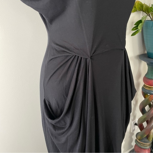 All Saints Zoe Yunao Dress Modal Silk With Pockets Split Sleeve High Low Black - Picture 7 of 9